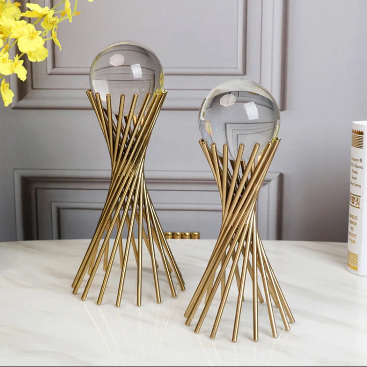2Pcs Crystal ball Stand Metal