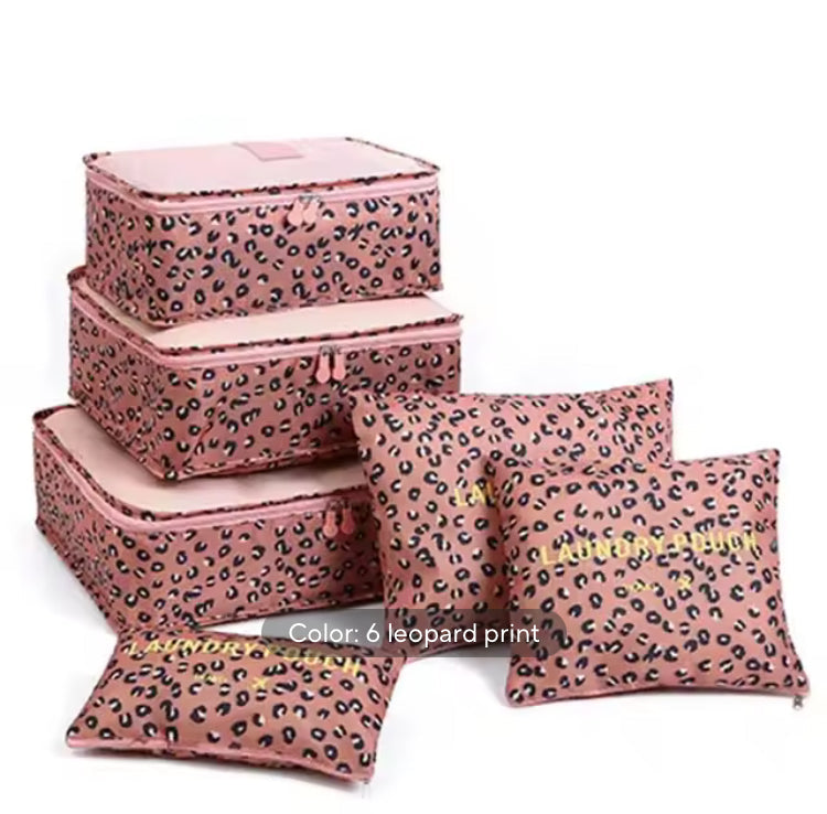 6 Pcs Printed Travel Bags Set