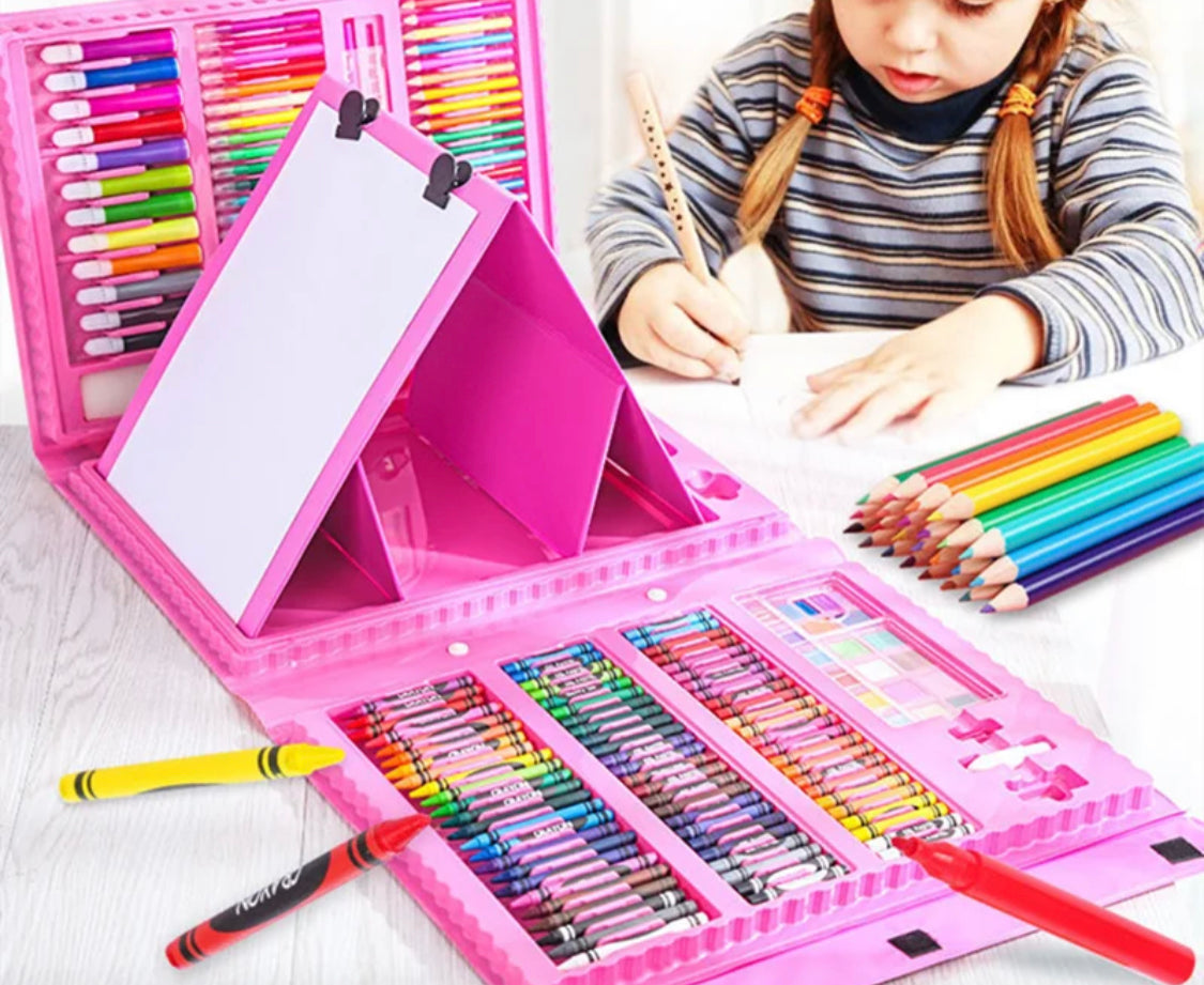208 Pcs Set Watercolor Pen Set its Includes Sketch paper also with Clips,Paints, Crayons,Colours, Markers.