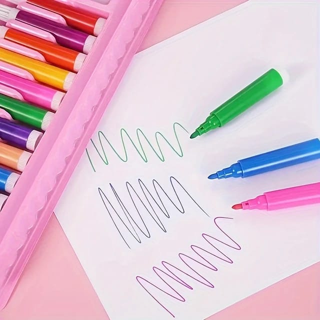 208 Pcs Set Watercolor Pen Set its Includes Sketch paper also with Clips,Paints, Crayons,Colours, Markers.