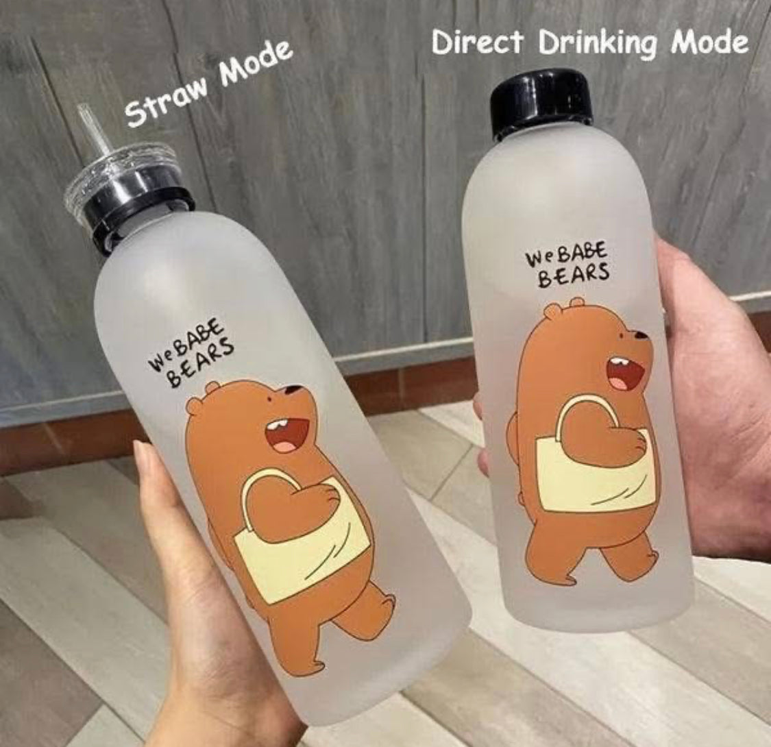 1000ml Bear Water Bottle with Straw