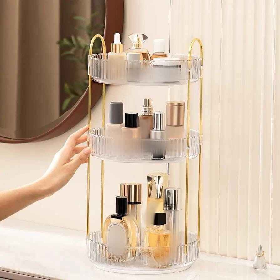 3 Layer Rotating Makeup Organizer Rack
