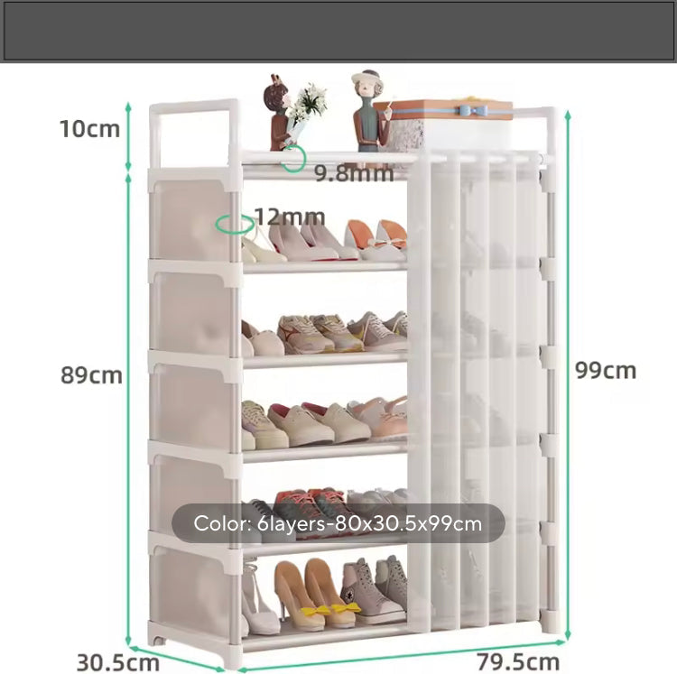 Multi-Layer Shoe Rack with Curtains
