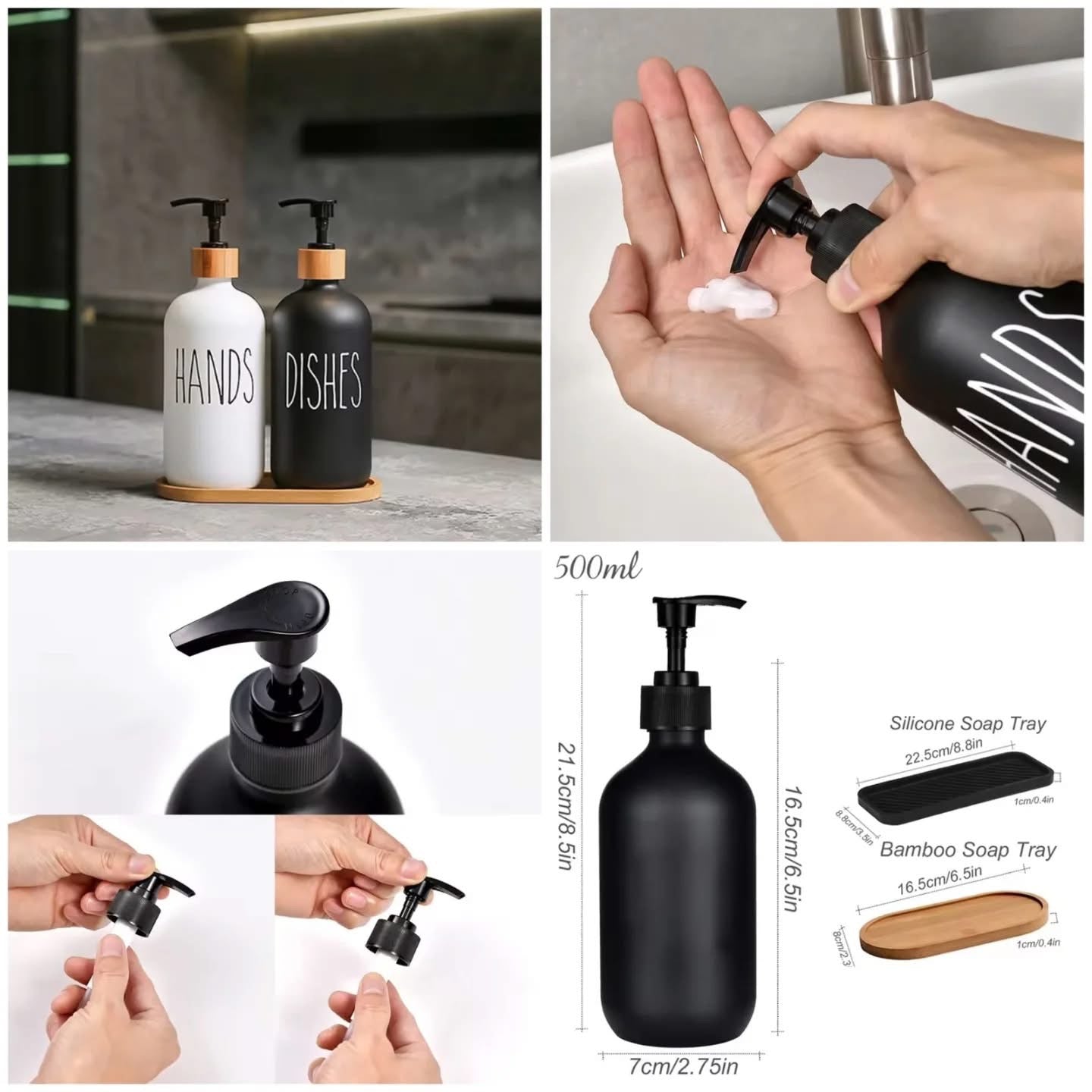 2 Pcs Soap Dispenser Set with Tray