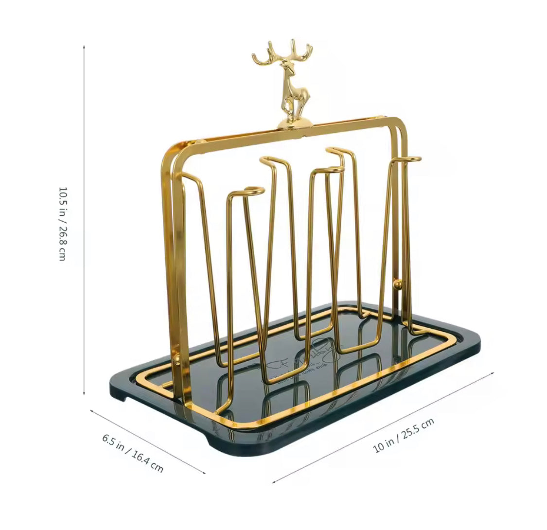 Metal Golden Glass Stand Rack