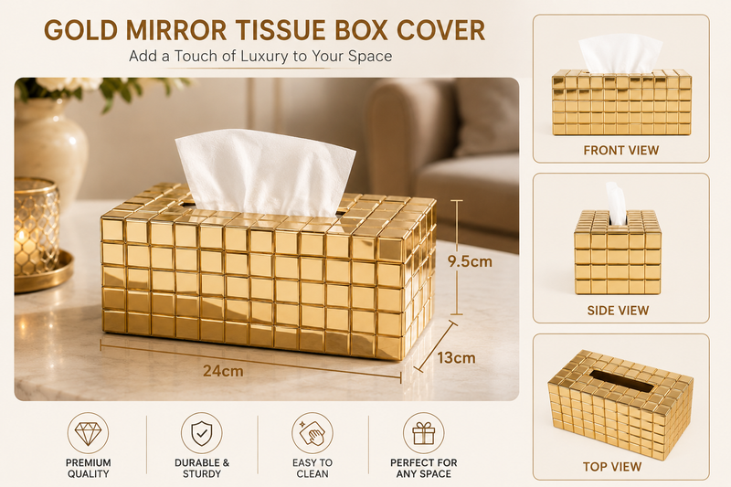Golden Rectangular Tissue Box