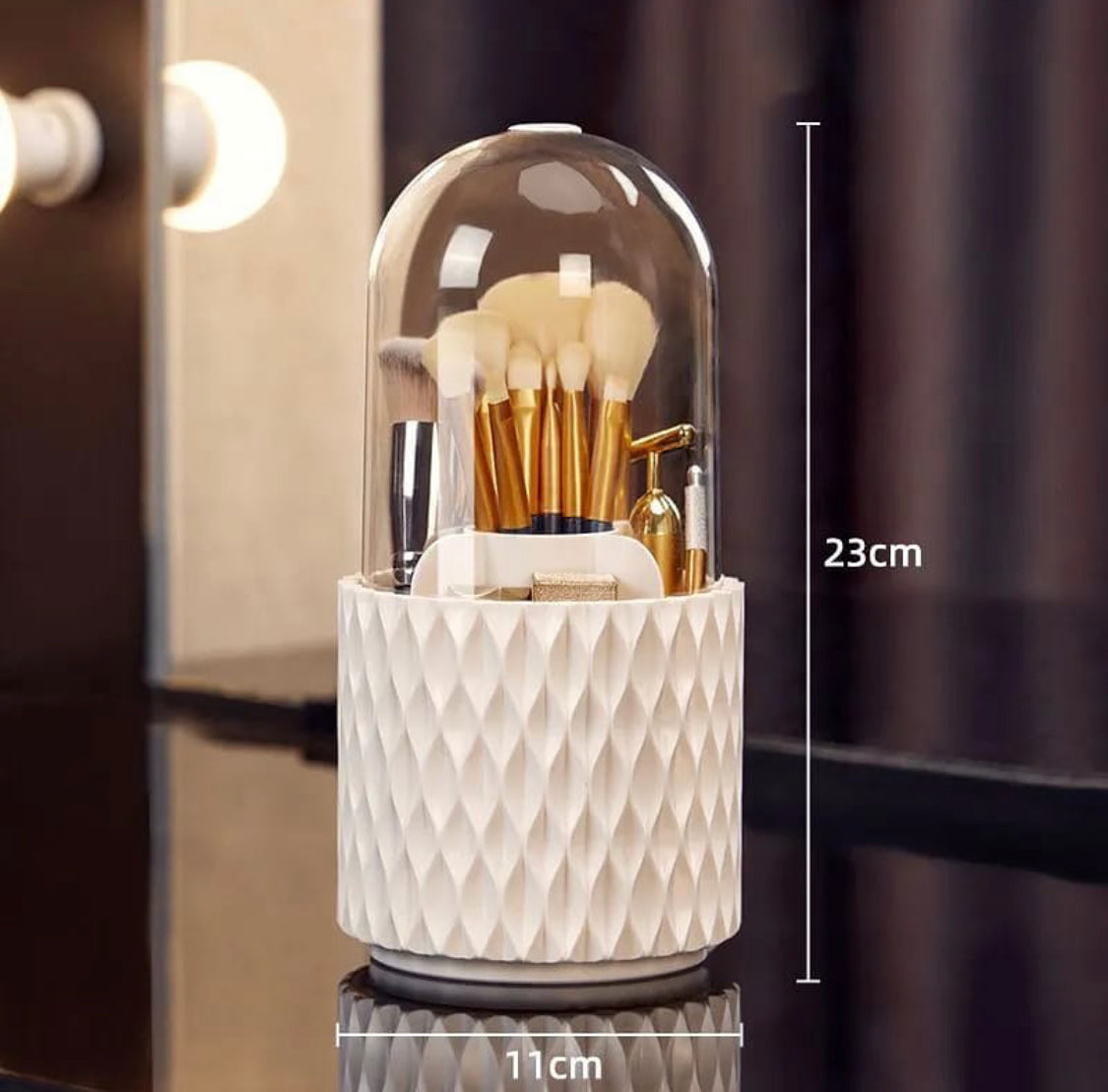 Rotating Makeup Brush Holder with Lid