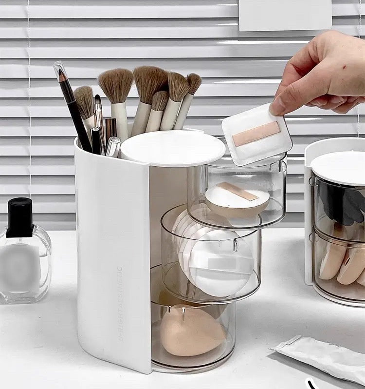 3 Layer Rotating Makeup Brushes Holder