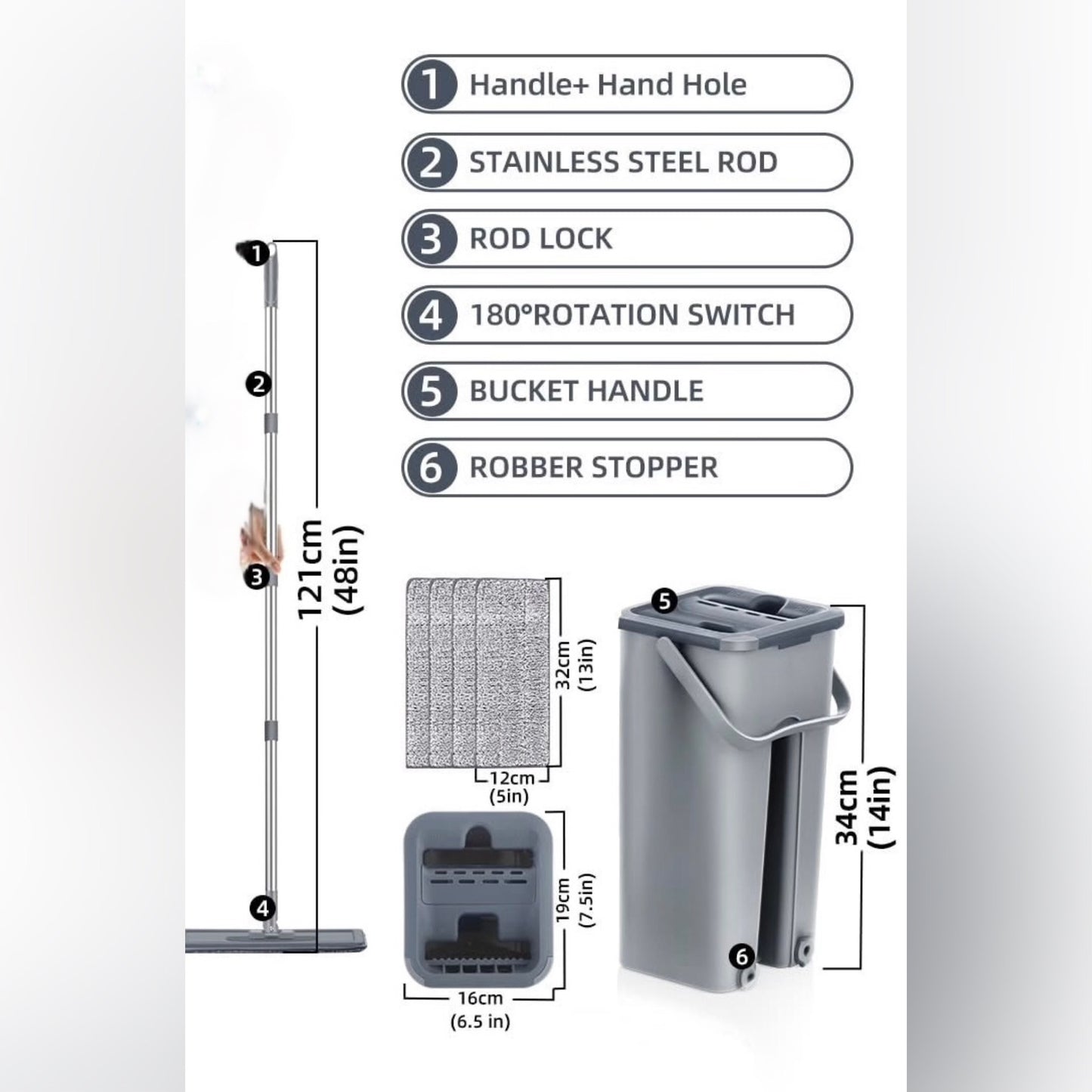 Flat Squeeze Mop with Bucket