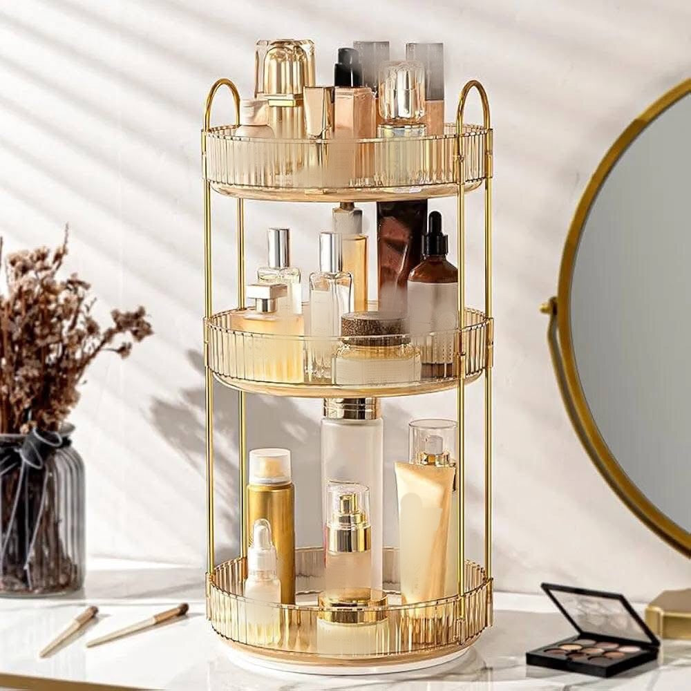 3 Layer Rotating Makeup Organizer Rack