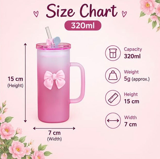 320ml Double Shade Bow Coffee Glass with Straw