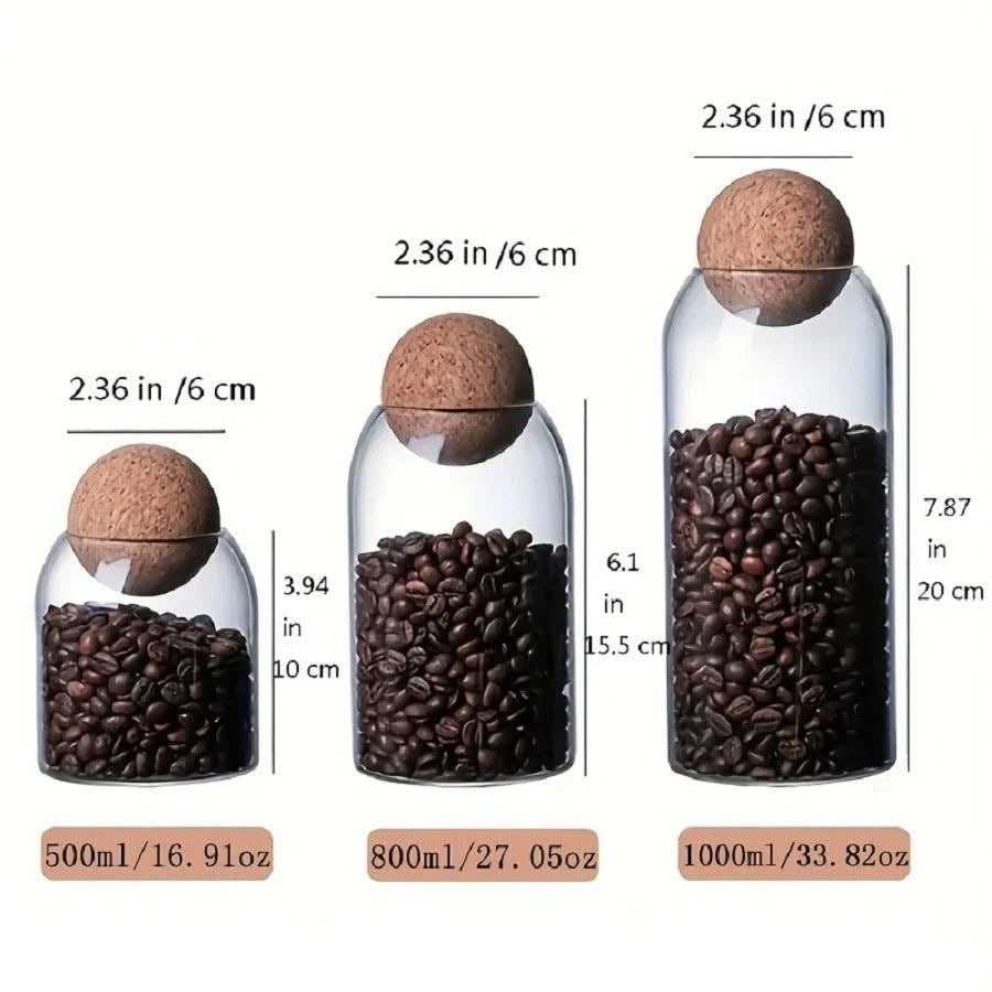 3 Pcs Wood Ball Storage Jars Set