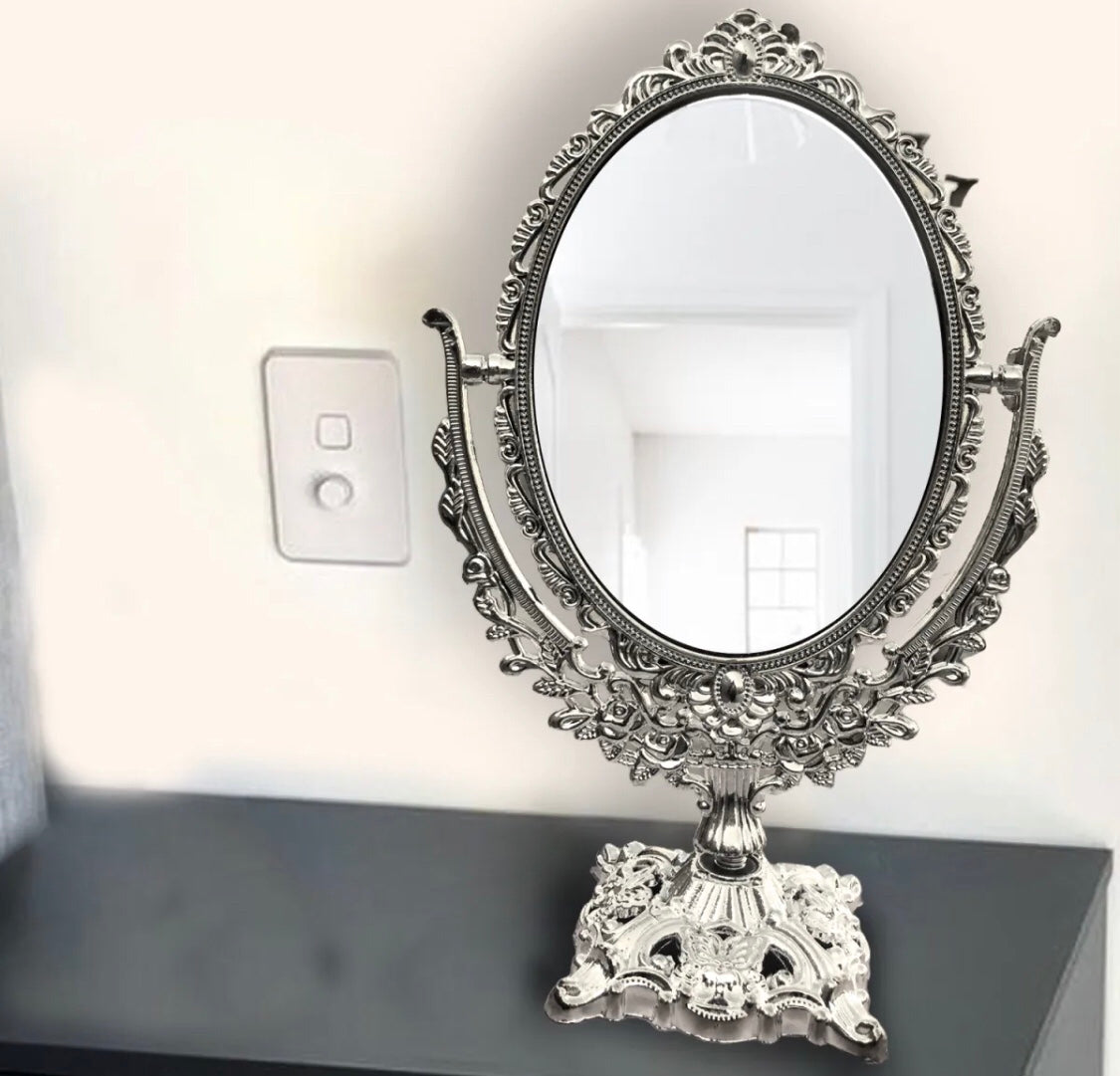 Silver Oval Shaped Makeup Mirror