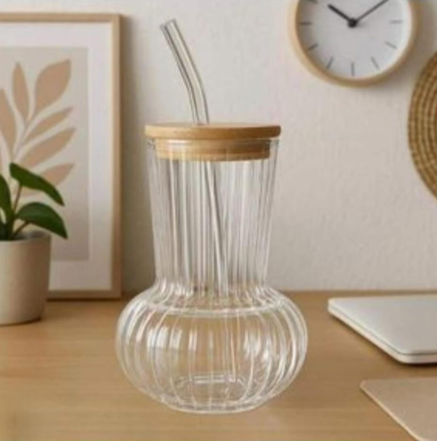 450ml Coffee Glass with Straw