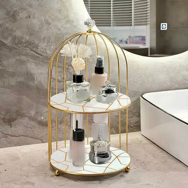 2 Layer Marble Cage Makeup Organizer