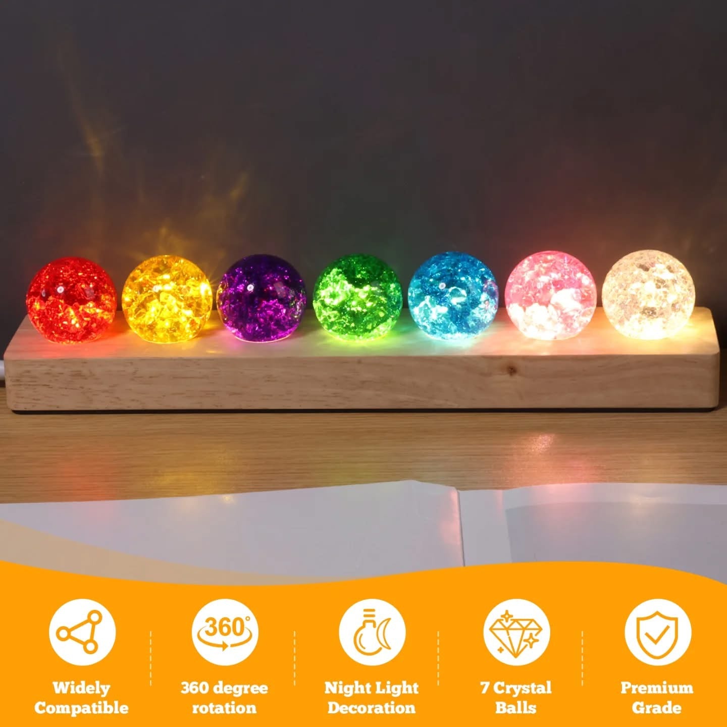 7 Pcs Crystal Globe Lamp for Home Decor