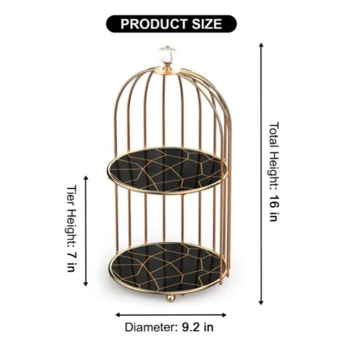 2 Layer Marble Cage Makeup Organizer