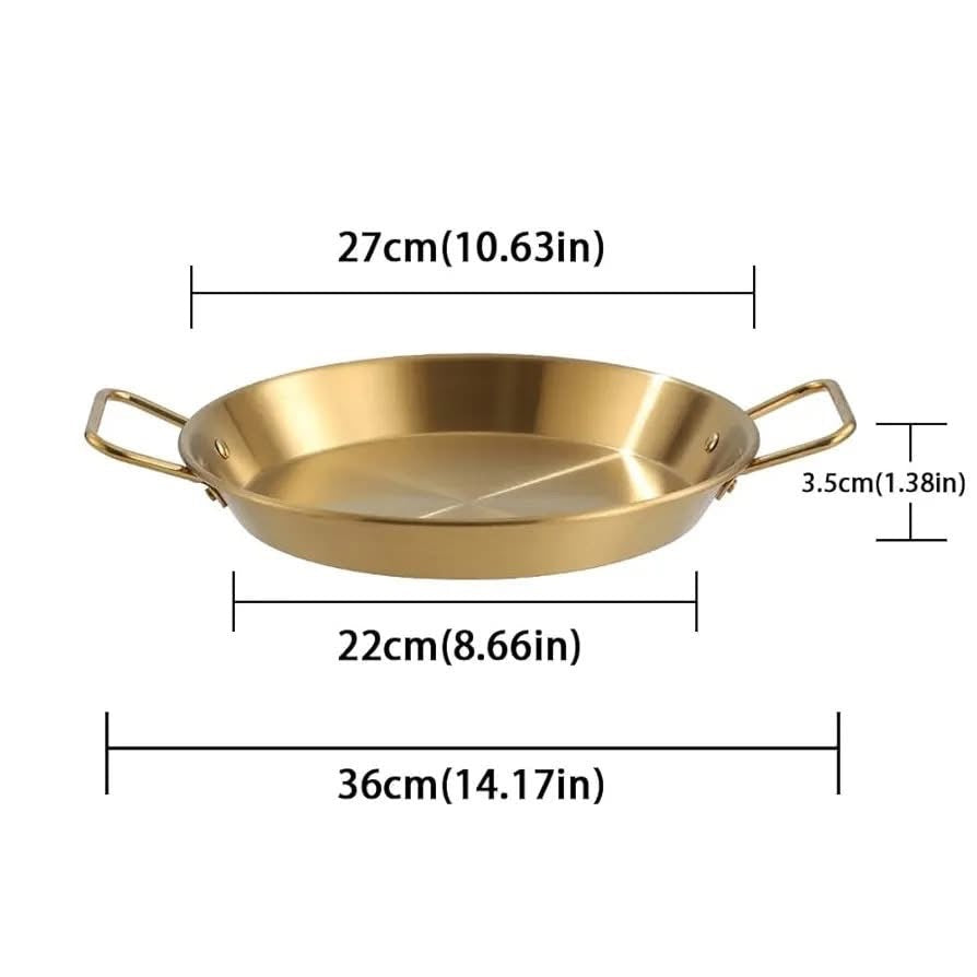 Golden Stainless Steel Round Serving Tray