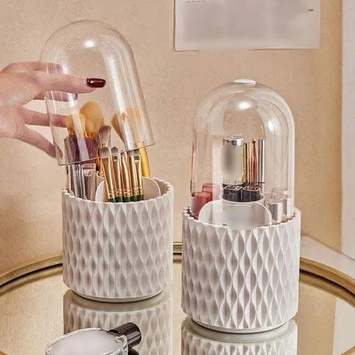 Rotating Makeup Brush Holder with Lid