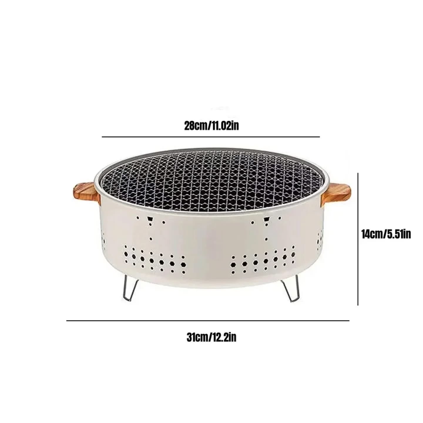Portable Bbq Grill with Wood Handles