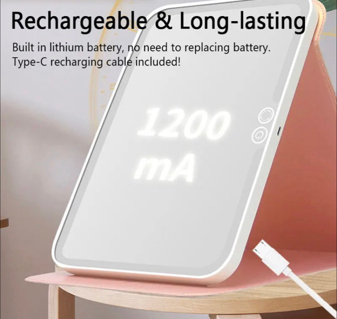 LED Foldable Makeup mirror USB Rechargeable 3 Modes Changeable Mirror