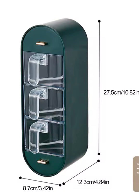 Wall-Mounted 3 Grids Spice Rack with Spoons