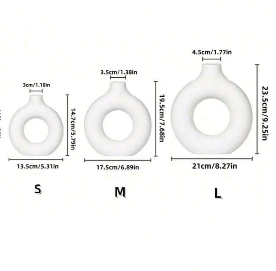 White Fiber Donut Flower Vase for Home Decor