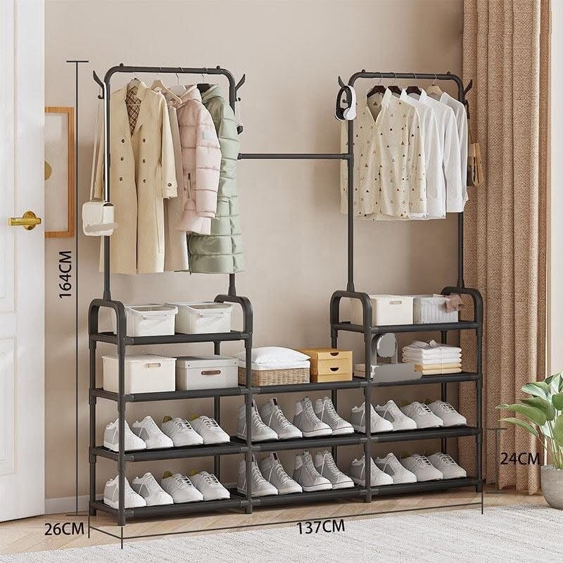 Shoe rack and Clothes Hanging Rack
