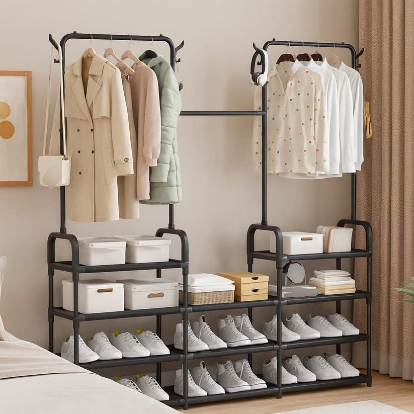 Shoe rack and Clothes Hanging Rack
