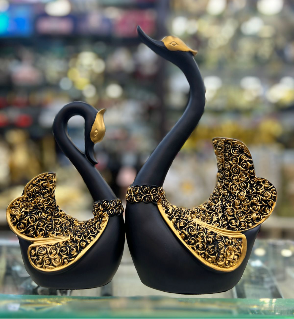 2 Pcs Black Gold Ducks for Home Decor