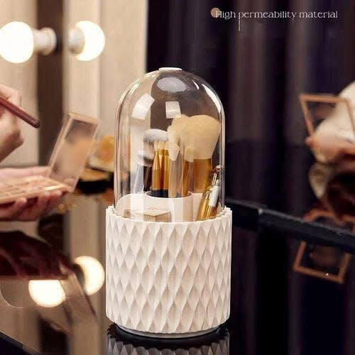 Rotating Makeup Brush Holder with Lid