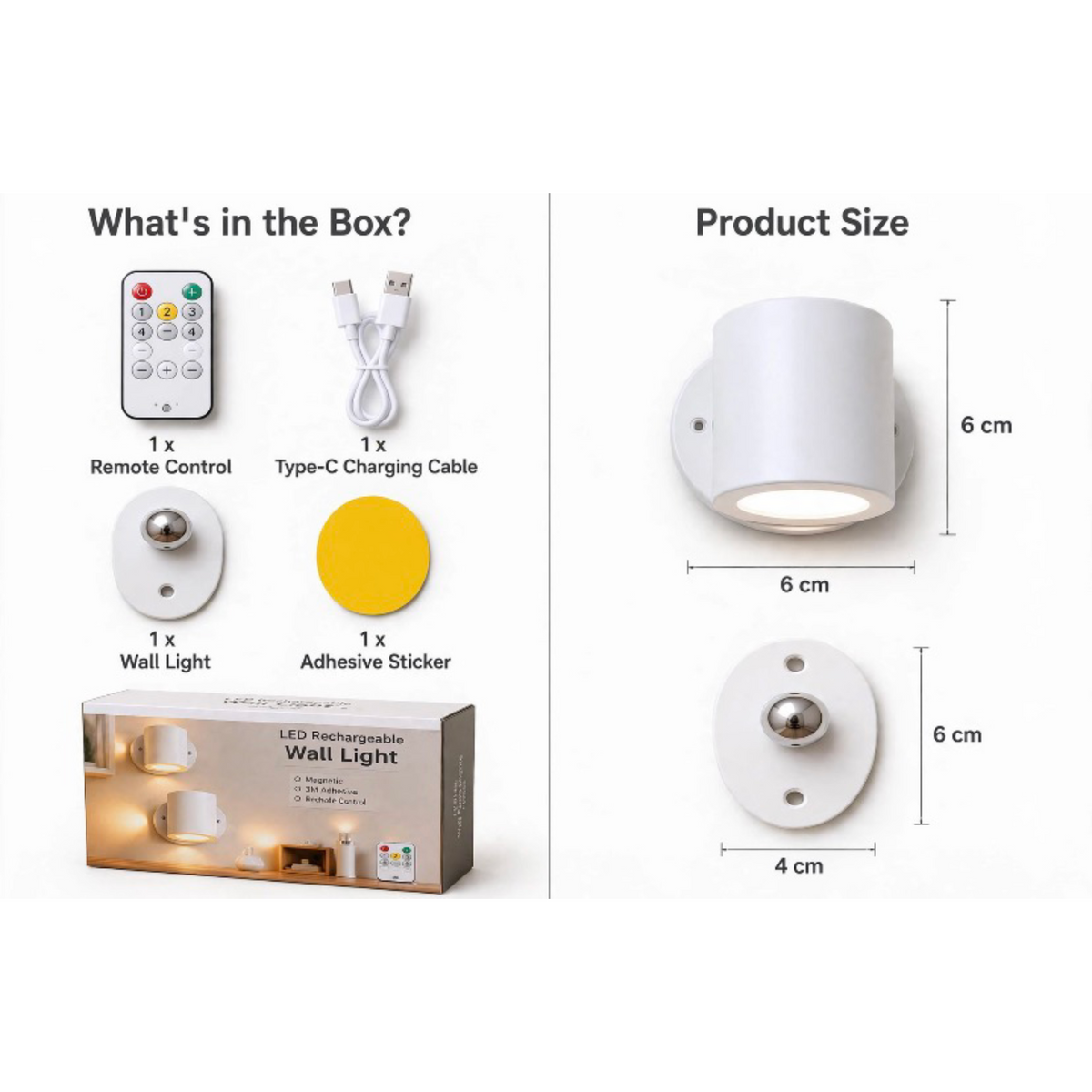 Led Rechargeable Wall Light Lamp