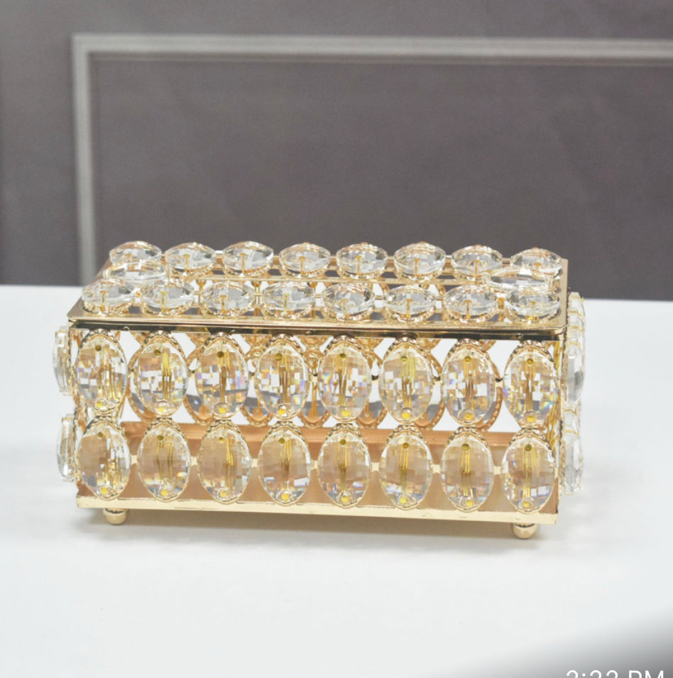 Golden Crystal Tissue Box