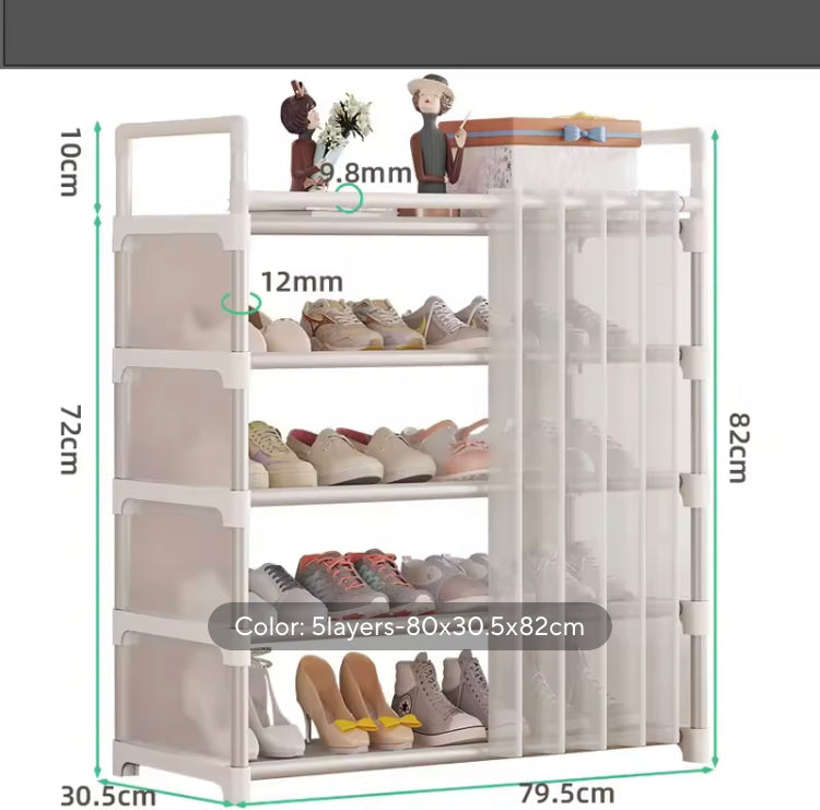 Multi-Layer Shoe Rack with Curtains