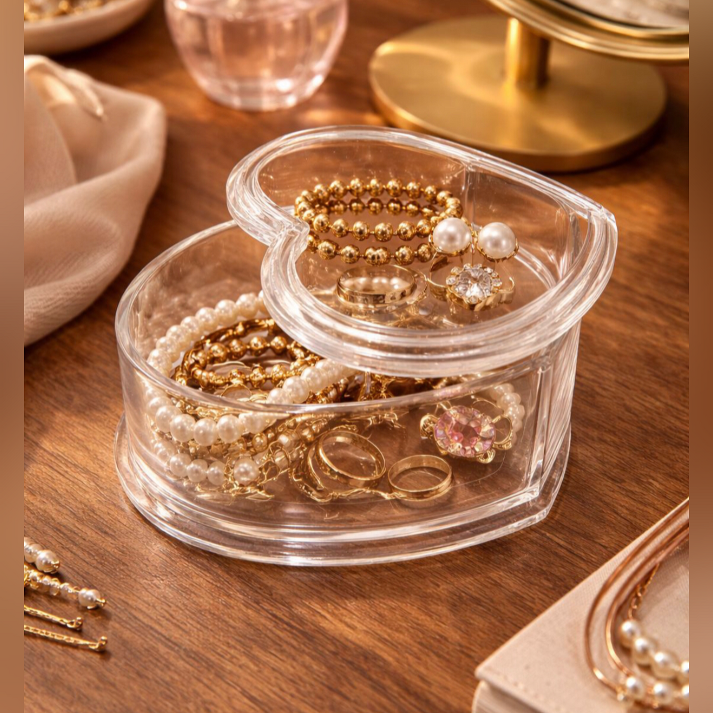 Acrylic Heart Shape Jewellery Box