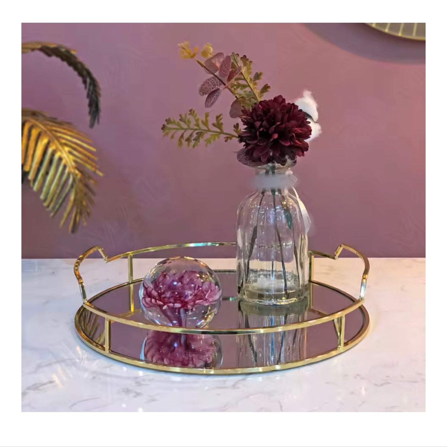 Round Vanity Mirror Tray