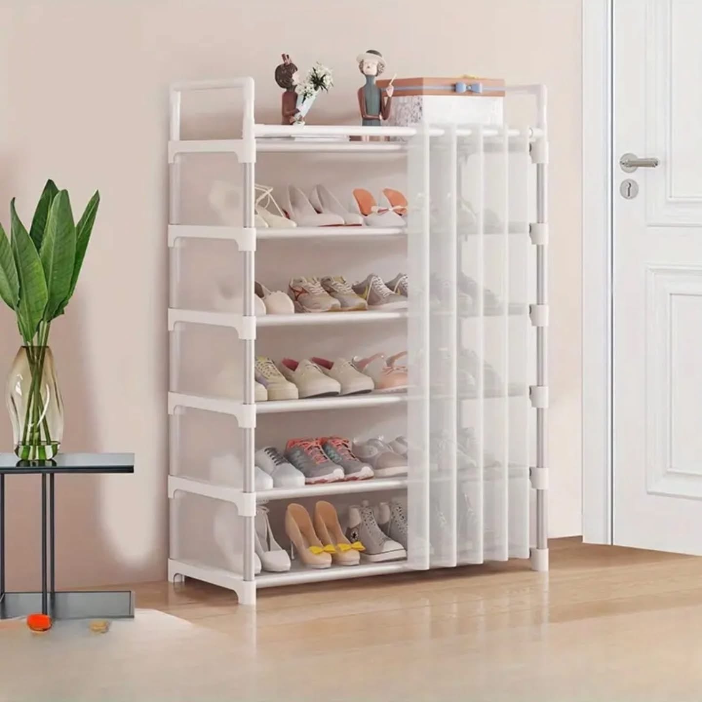 Multi-Layer Shoe Rack with Curtains