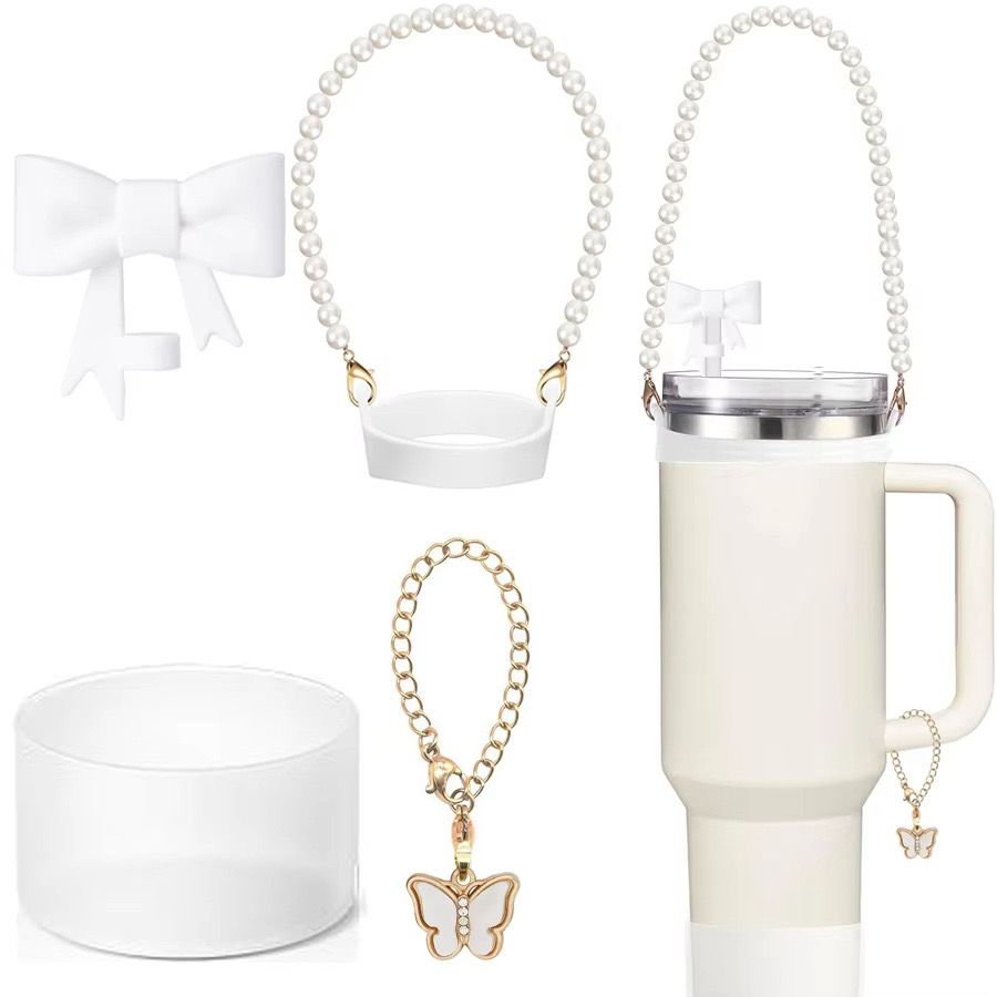 4 Pcs Accesories for Tumbler (Straw cover, Keychain, pearl holder and protector)