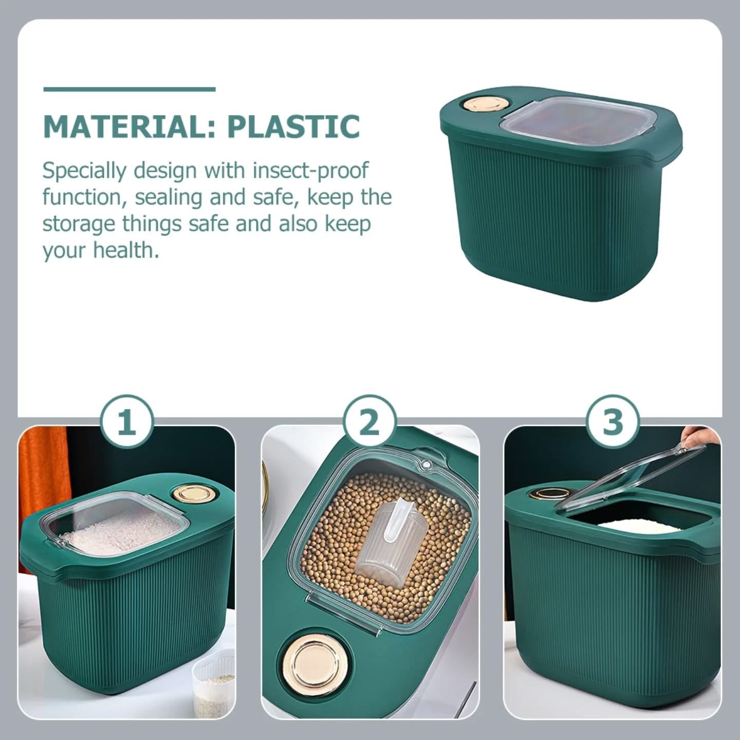 Luxury Storage Bucket for Rice, Grain & Flour