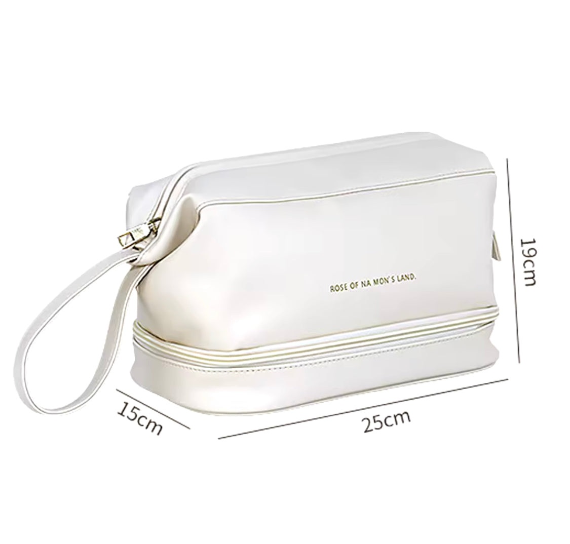 Double Layer Leather Makeup Pouch