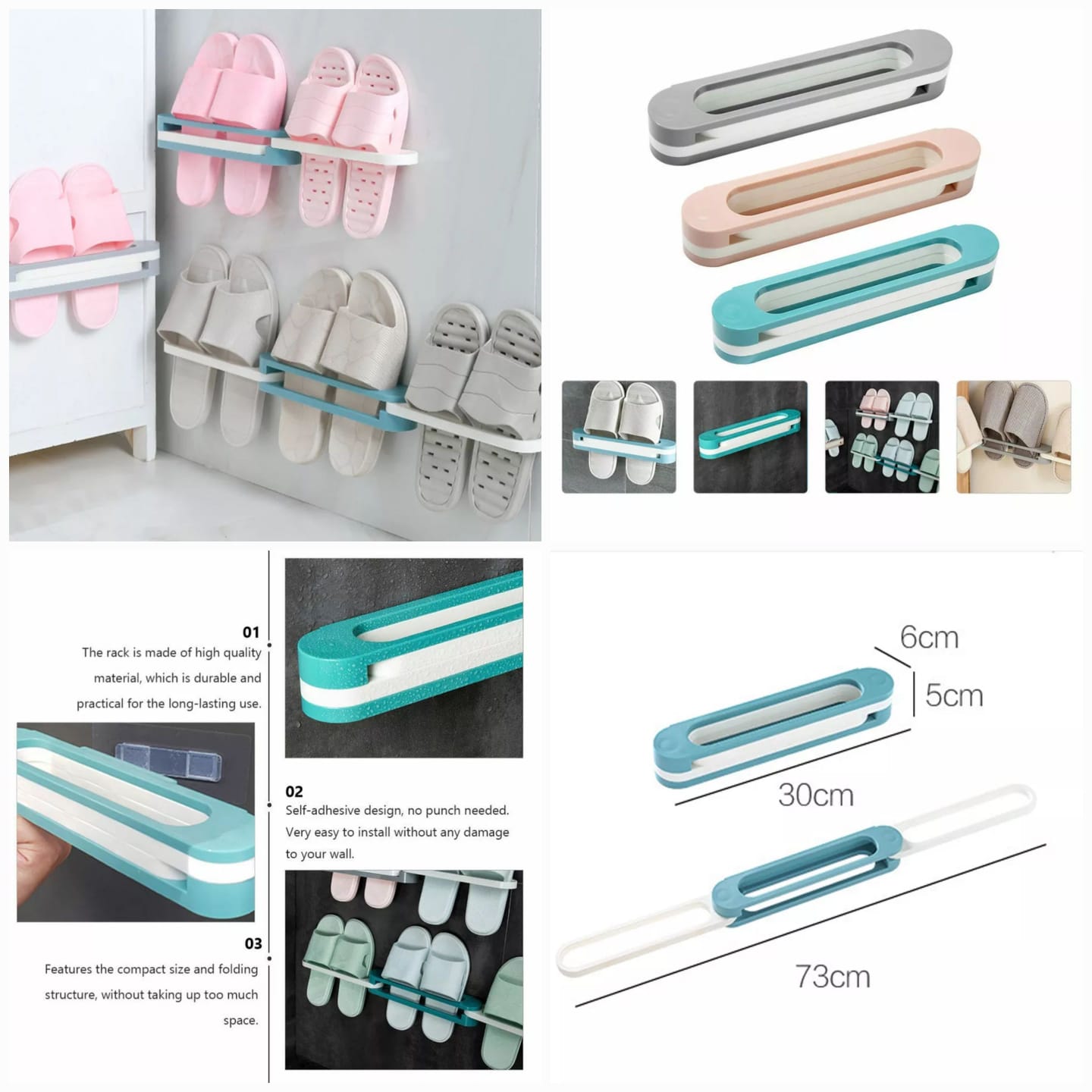 Wall Mounted Slippers Rack