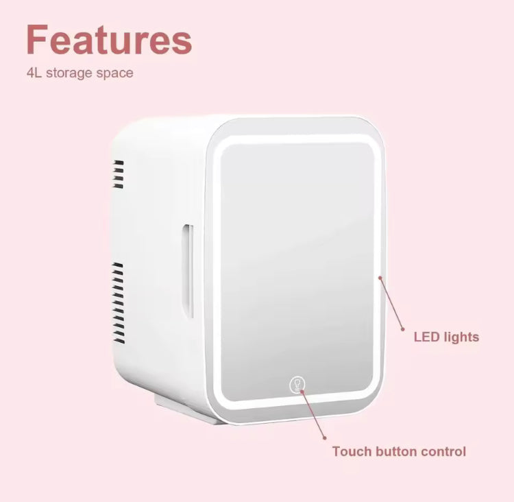 4L Makeup Fridge with 3 Colours Light with Mirror