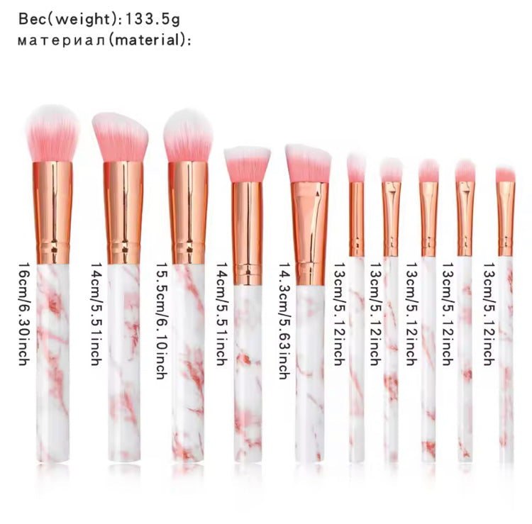 10 pcs Marble Makeup Brushes Set