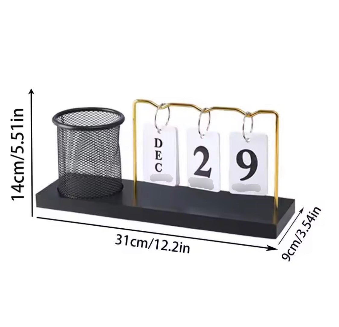 Metal Calender with Pen Holder