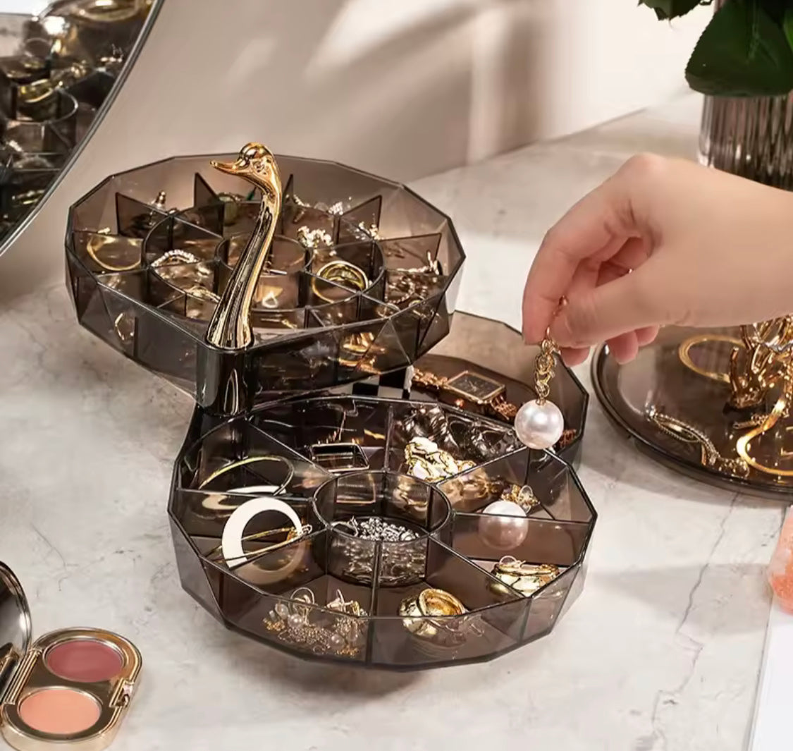 3 Layer Acrylic Swan jewellery Box