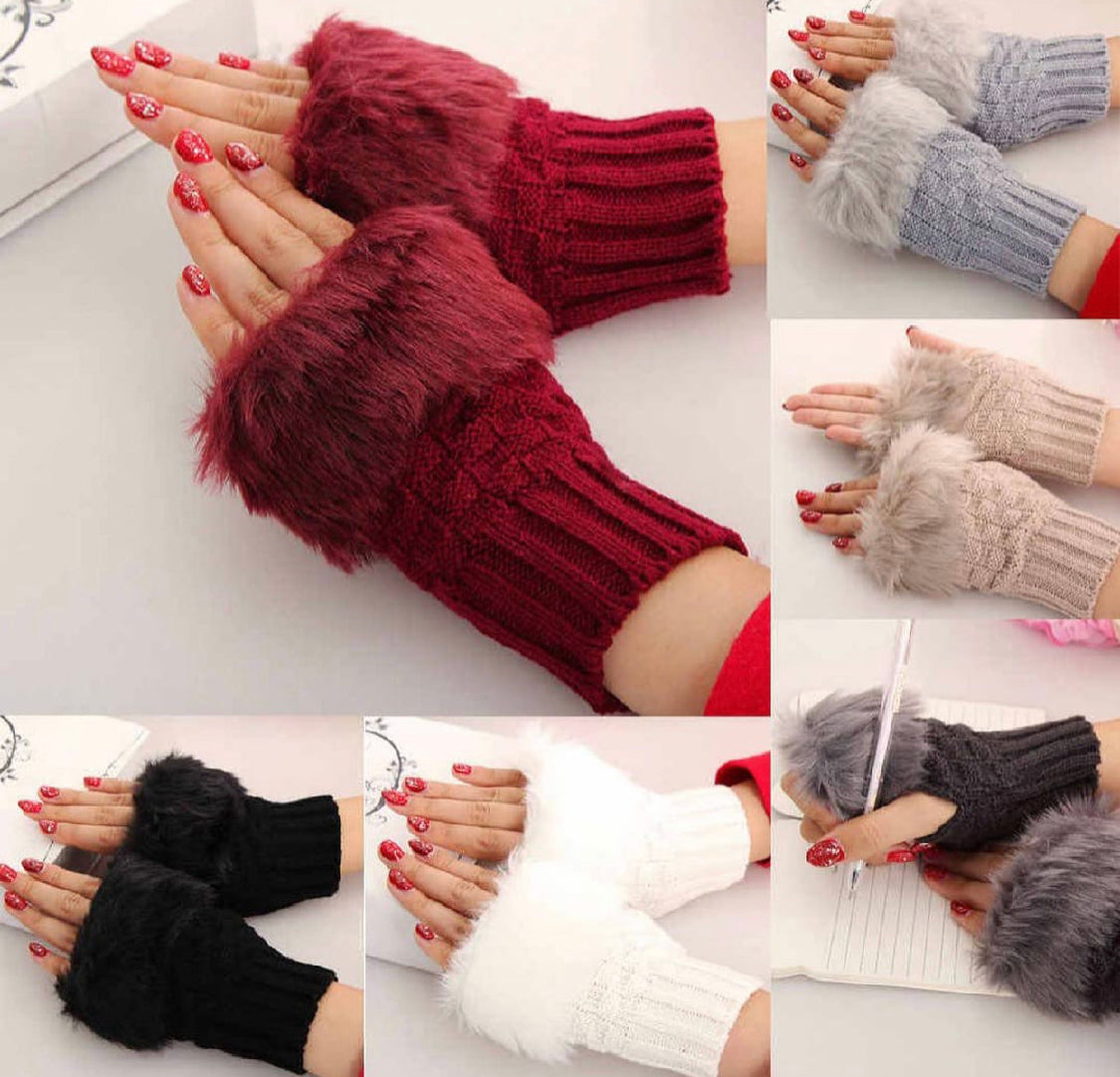 Fur Winter Gloves for Girls