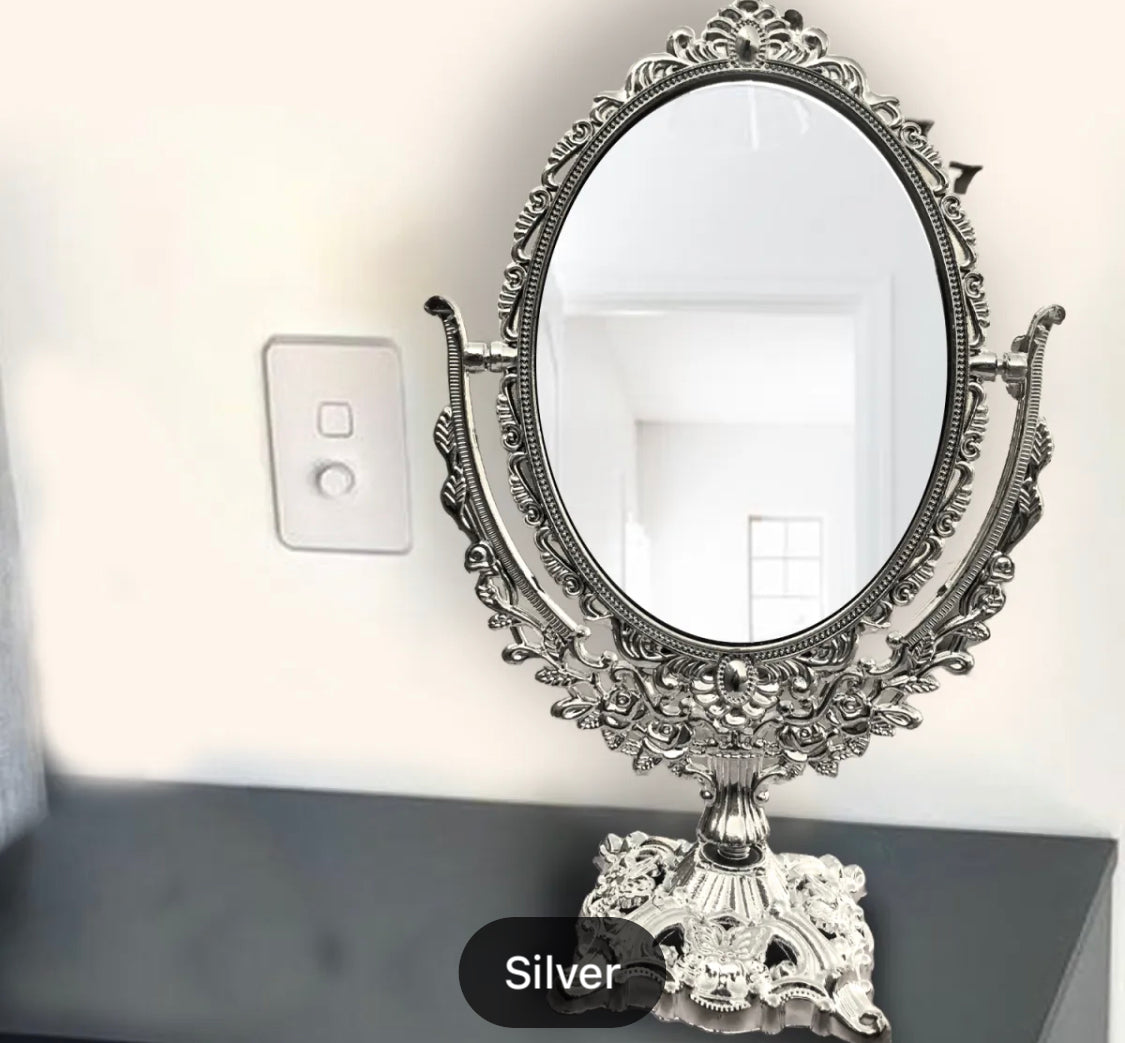 Silver Oval Shaped Makeup Mirror