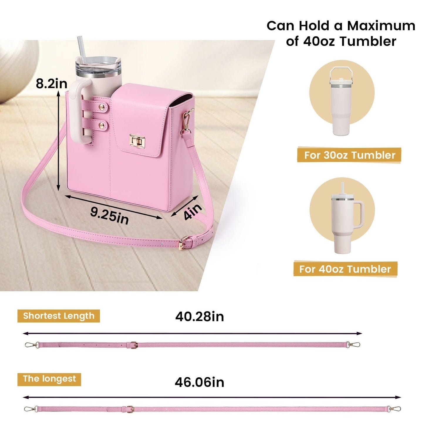 Leather Tumbler Holder with Storage Bag