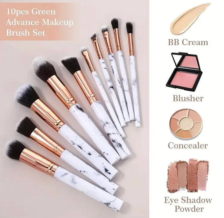 10 pcs Marble Makeup Brushes Set