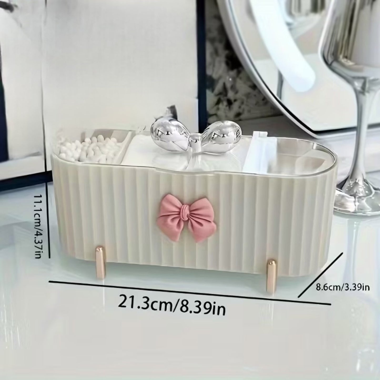 3 Grids Bow Storage Box with Lid